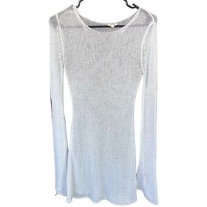 Beachy White Long Sleeve See Through Mini Dress